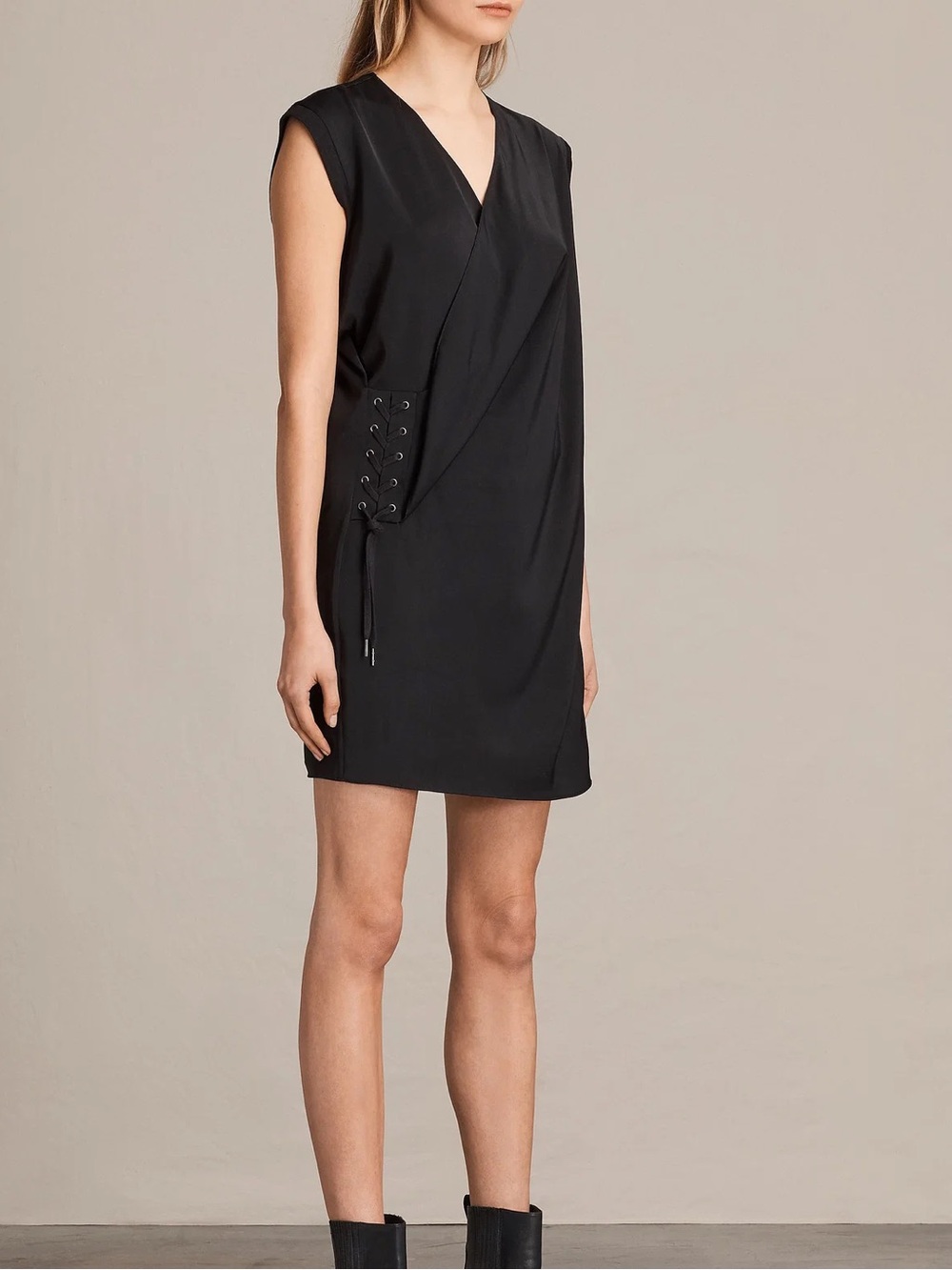 NWT - All Saints Aures Dress - Black with side lace Modern Fit - Size 0